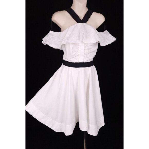 Derek Lam 10 Crosby Off The Shoulder Halter Dress 0 XS White Poplin $495US - Picture 6 of 11